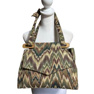 Vintage Ozark Mountain Handbags Woven Chevron Tapestry Purse/Bag